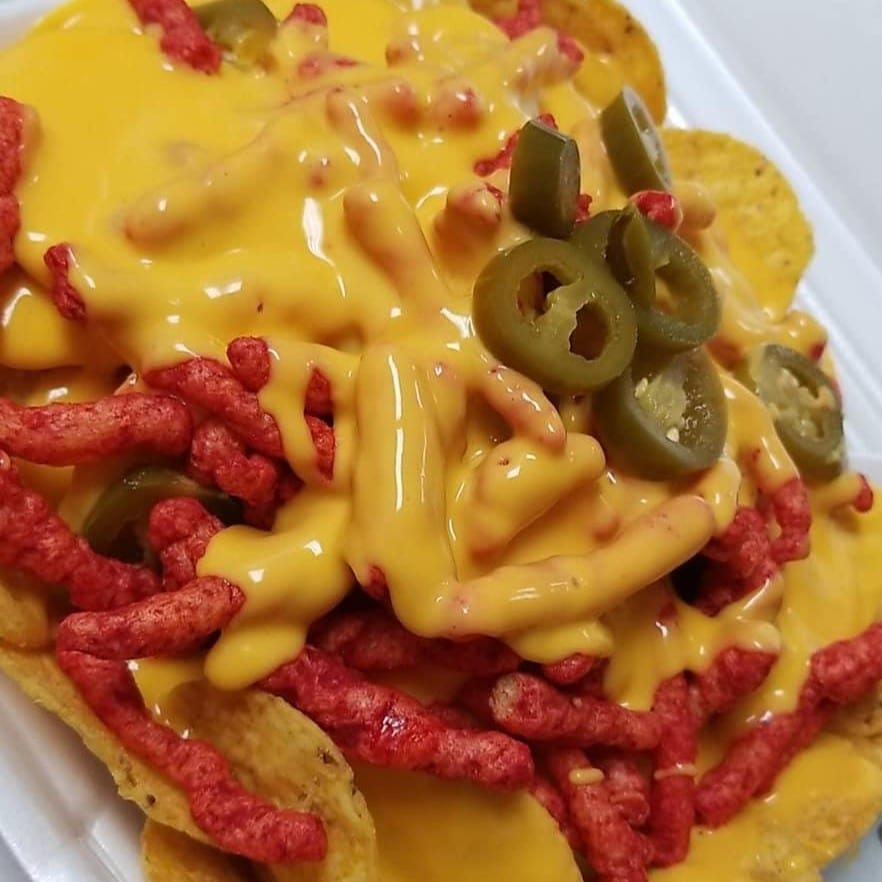 Nachos with Hot Cheetos.
